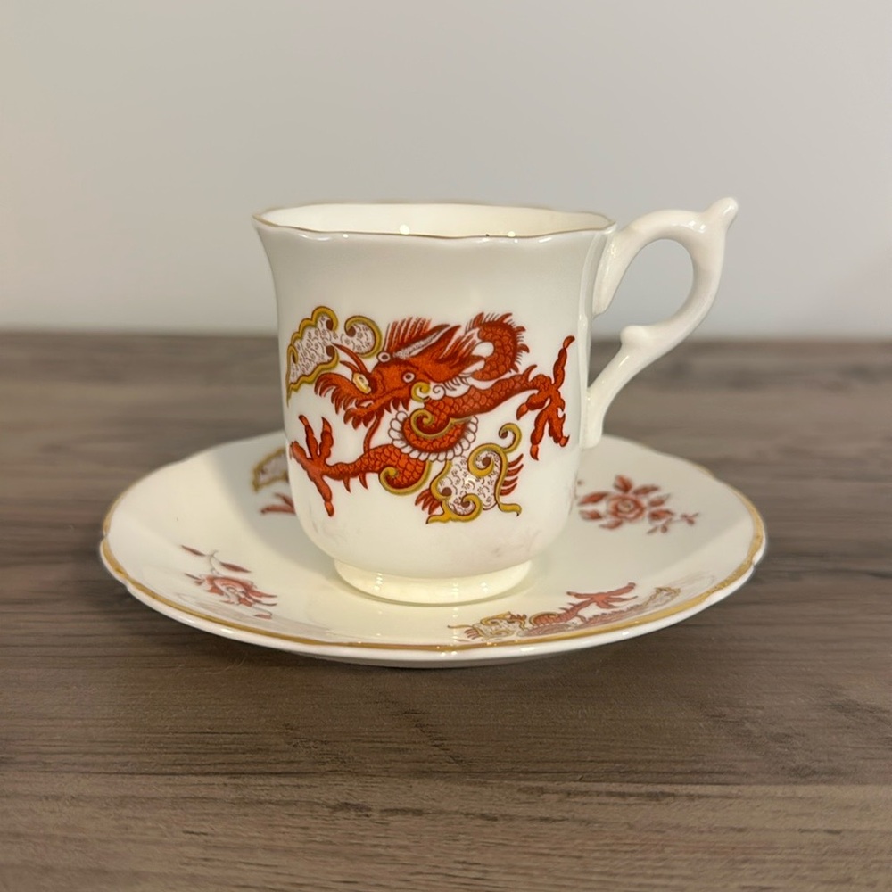 Crown Staffordshire Dragon Demitasse Teacup Set